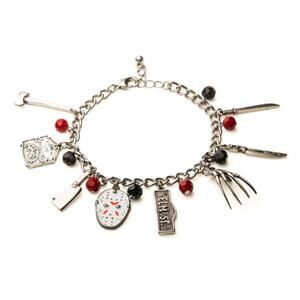 DC Comics Freddy Vs. Jason 15mm Enamel Charm Silver Finish Chain Bracelet